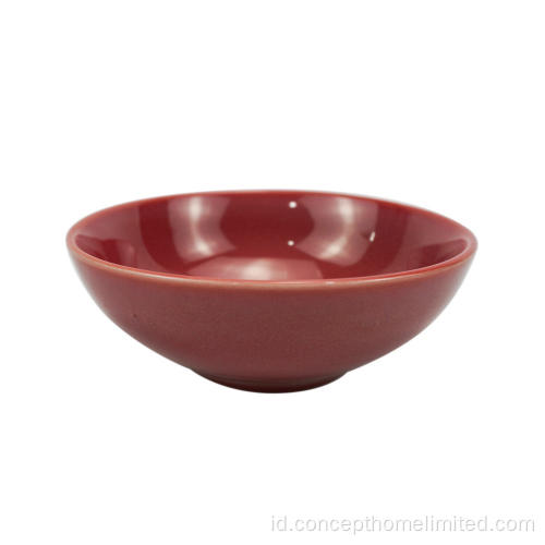 Makan malam stoneware kaca reaktif yang diatur dalam claret-red